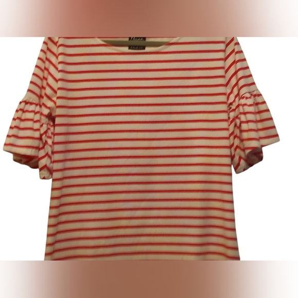 Ann Lane - NWT, Red & White Stripes, A - Line Dress W/ Ruffles On Short Sleeves - Picture 9 of 11